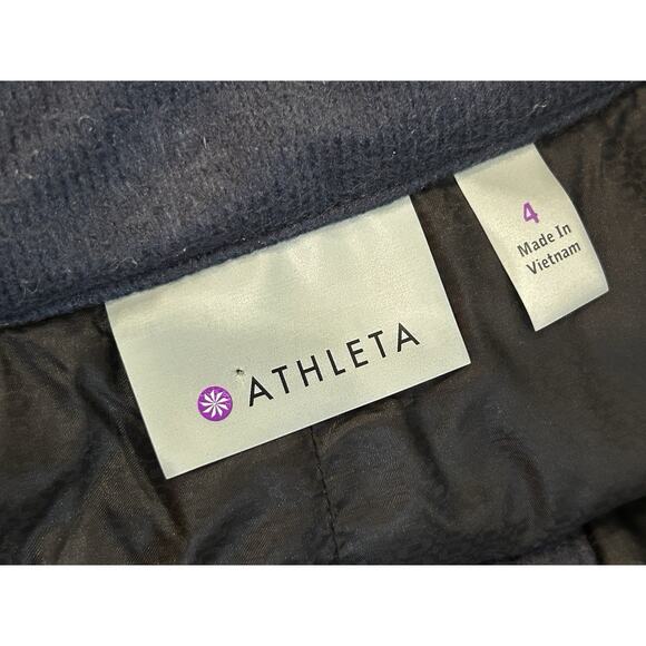 Athleta Toasty Buns Quilted Mini Skirt Size 4 Black Insulated Zip Front - Picture 5 of 7